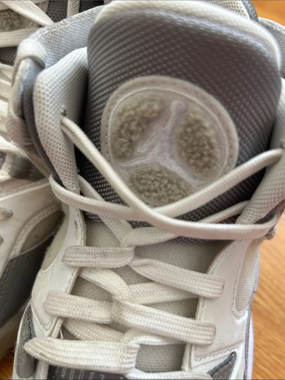 Jordan Mens White and Gray High-Top Basketball Sneakers